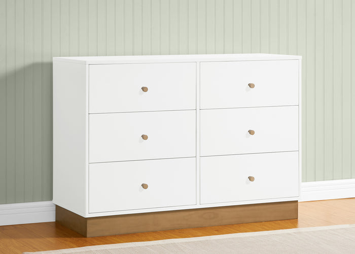James 6 Drawer Dresser with Interlocking DrawersBianca White with Acorn (1509)