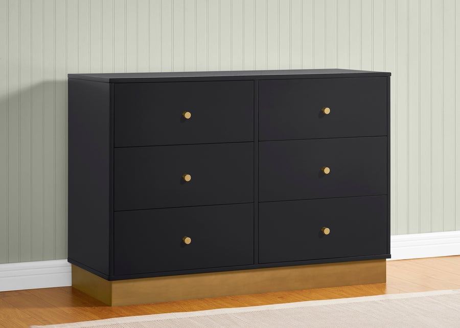 Midnight Grey with Acorn (1510) 1-James 6 Drawer Dresser with Interlocking Drawers