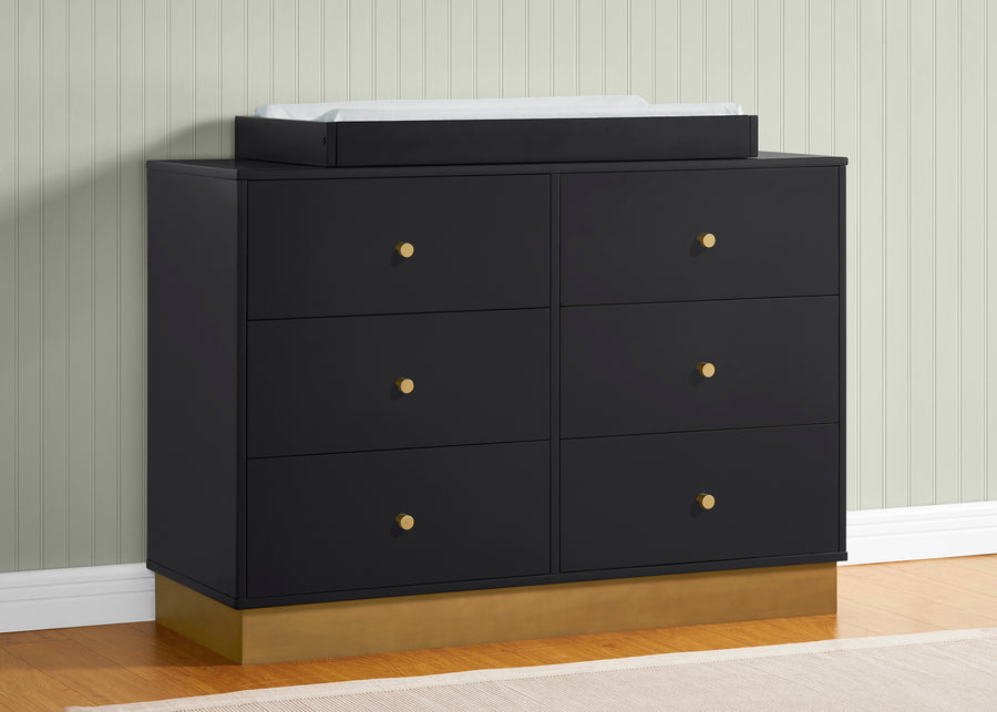 Midnight Grey with Acorn (1510) 2-James 6 Drawer Dresser with Interlocking Drawers