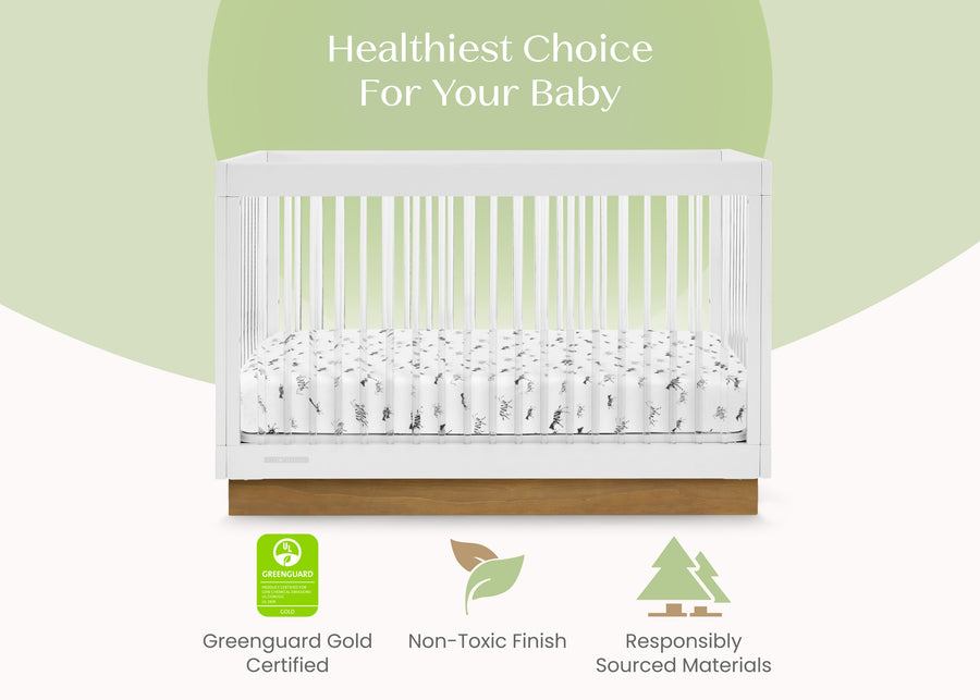 Bianca White with Acorn (1509) 4-James Acrylic 4-in-1 Convertible Crib