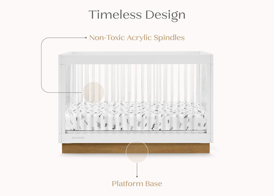 Bianca White with Acorn (1509) 6-James Acrylic 4-in-1 Convertible Crib