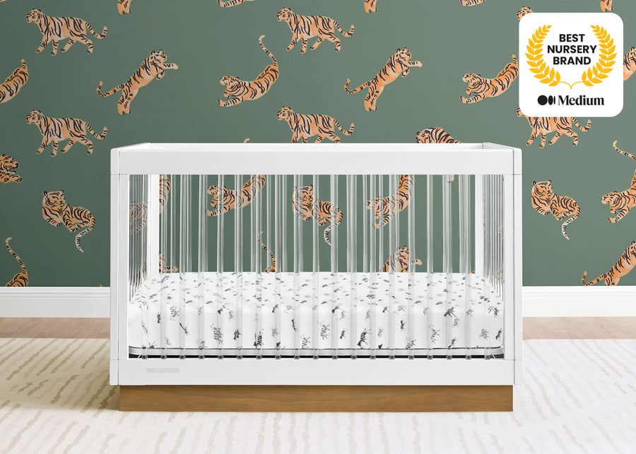 Bianca White with Acorn (1509) 2-James Acrylic 4-in-1 Convertible Crib