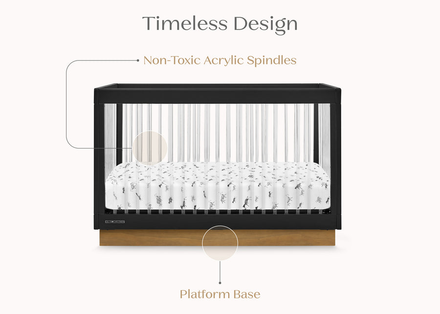 Midnight Grey with Acorn (1510) 21-James Acrylic 4-in-1 Convertible Crib