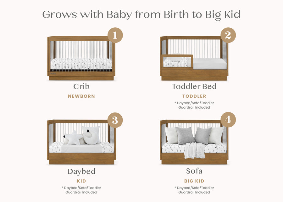 Acorn (755) 3-James Acrylic 4-in-1 Convertible Crib