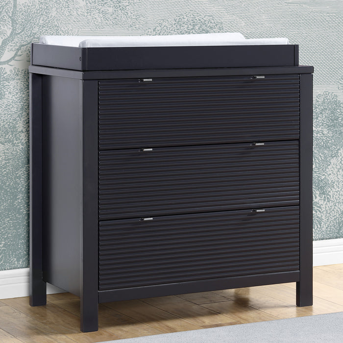 W189030 1360 Cassie Dresser Midnight Grey Lifestyle 101 3-Cassie 3 Drawer Dresser with Changing Top