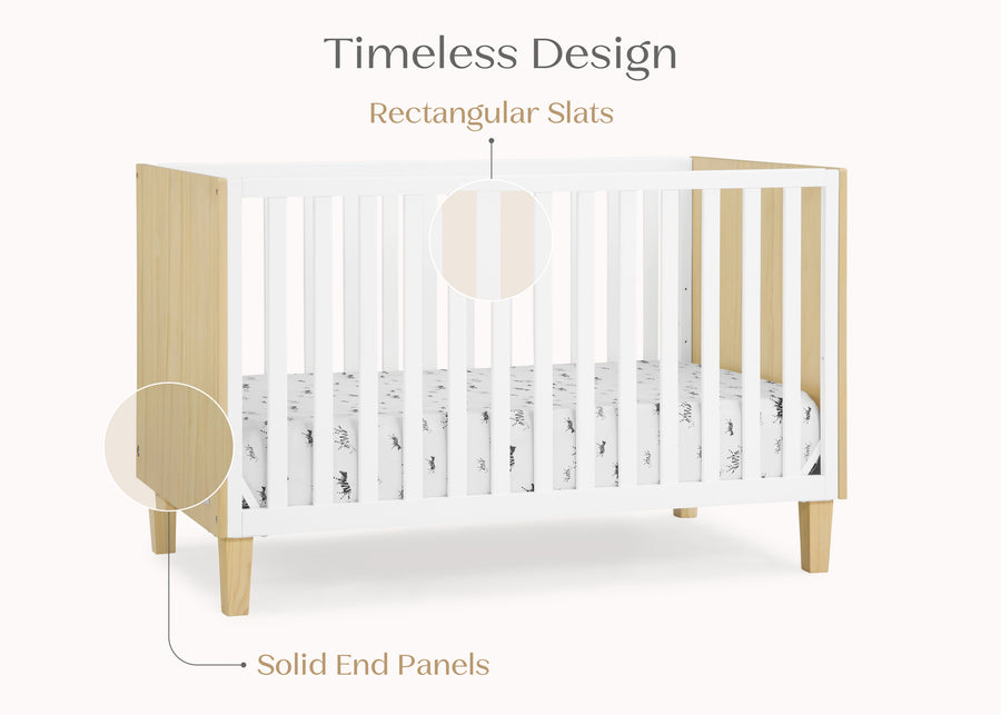 Natural with Bianca White (1512) 33-Sonny 4-in-1 Convertible Crib