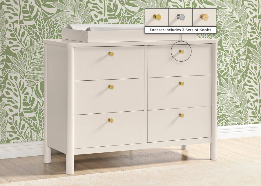 Soft Beige (1560) 31-Brooks 6 Drawer Dresser with Interlocking Drawers