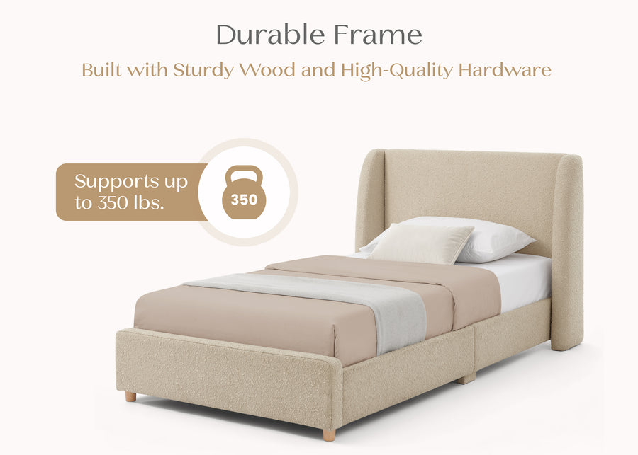 Light Camel (1584) 4-Olivia Upholstered Twin Bed