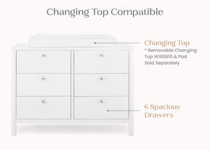 Bianca White (130) 5-Brooks 6 Drawer Dresser with Interlocking Drawers