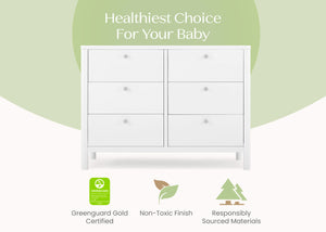 Bianca White (130) 6-Brooks 6 Drawer Dresser with Interlocking Drawers