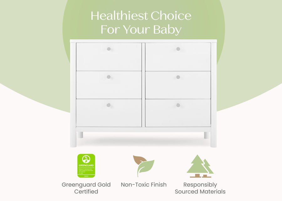 Bianca White (130) 18-Brooks 6 Drawer Dresser with Interlocking Drawers