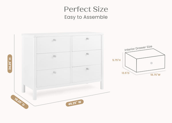 dresser size Brooks 6 Drawer Dresser with Interlocking Drawers