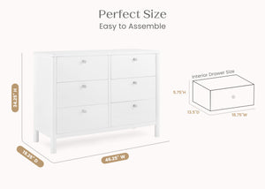 Bianca White (130) 7-Brooks 6 Drawer Dresser with Interlocking Drawers