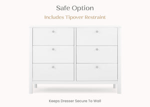 Bianca White (130) 10-Brooks 6 Drawer Dresser with Interlocking Drawers