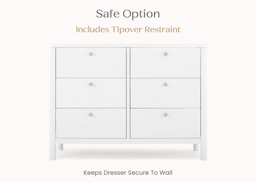 Bianca White (130) 22-Brooks 6 Drawer Dresser with Interlocking Drawers