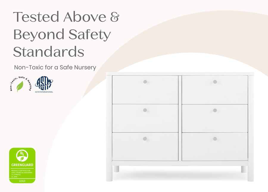 Bianca White (130) 23-Brooks 6 Drawer Dresser with Interlocking Drawers