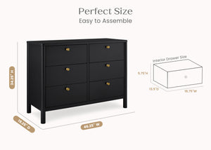 Midnight Grey (1360) 21-Brooks 6 Drawer Dresser with Interlocking Drawers