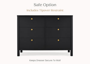 Midnight Grey (1360) 24-Brooks 6 Drawer Dresser with Interlocking Drawers