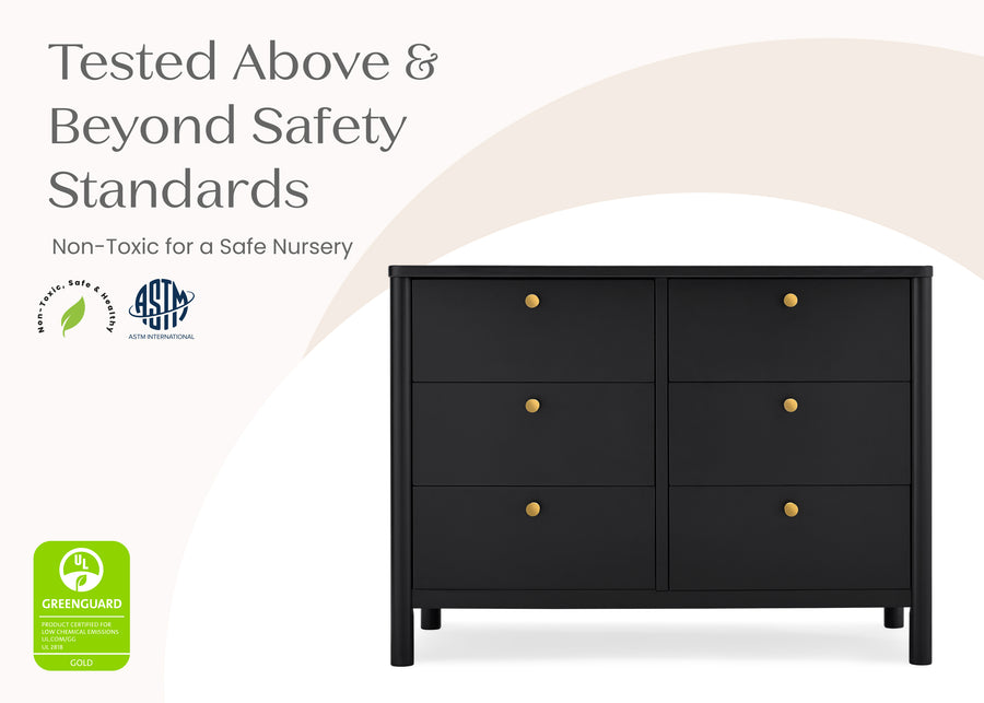 Midnight Grey (1360) 9-Brooks 6 Drawer Dresser with Interlocking Drawers