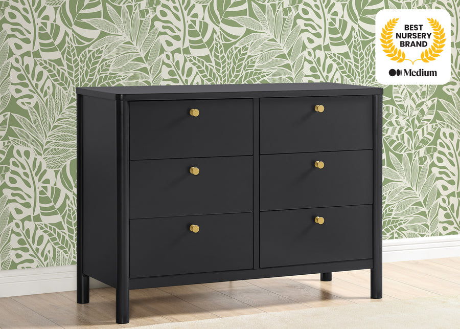 Midnight Grey (1360) 2-Brooks 6 Drawer Dresser with Interlocking Drawers
