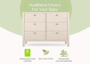 Soft Beige (1560) 34-Brooks 6 Drawer Dresser with Interlocking Drawers