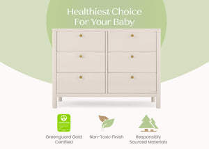 Soft Beige (1560) 34-Brooks 6 Drawer Dresser with Interlocking Drawers