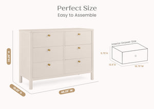 Soft Beige (1560) 35-Brooks 6 Drawer Dresser with Interlocking Drawers