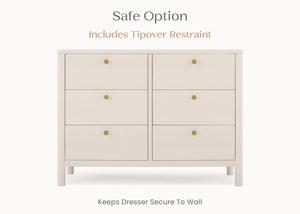 Soft Beige (1560) 38-Brooks 6 Drawer Dresser with Interlocking Drawers