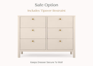 Soft Beige (1560) 38-Brooks 6 Drawer Dresser with Interlocking Drawers
