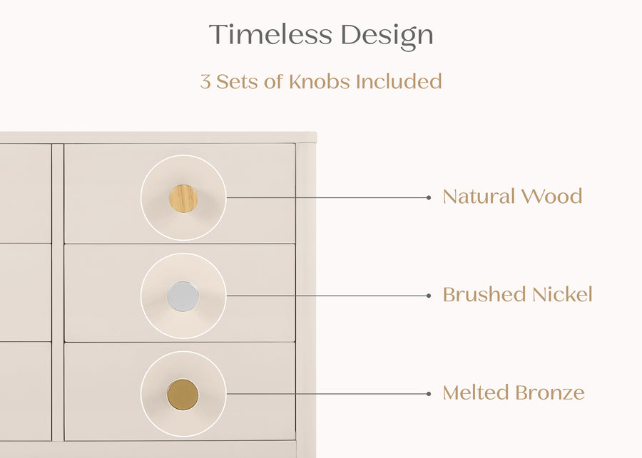 Soft Beige (1560) 36-Brooks 6 Drawer Dresser with Interlocking Drawers