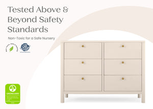 Soft Beige (1560) 39-Brooks 6 Drawer Dresser with Interlocking Drawers