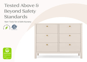 Soft Beige (1560) 39-Brooks 6 Drawer Dresser with Interlocking Drawers