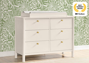 Soft Beige (1560) 32-Brooks 6 Drawer Dresser with Interlocking Drawers