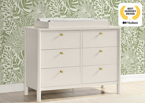 Soft Beige (1560) 32-Brooks 6 Drawer Dresser with Interlocking Drawers