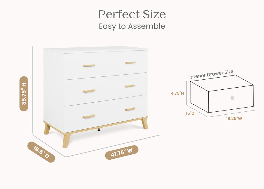 Bianca White with Natural (123L) 4-Signature 6 Drawer Dresser