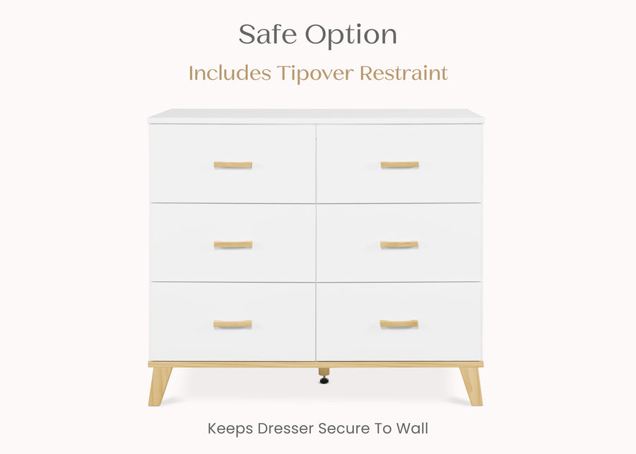 Bianca White with Natural (123L) 5-Signature 6 Drawer Dresser