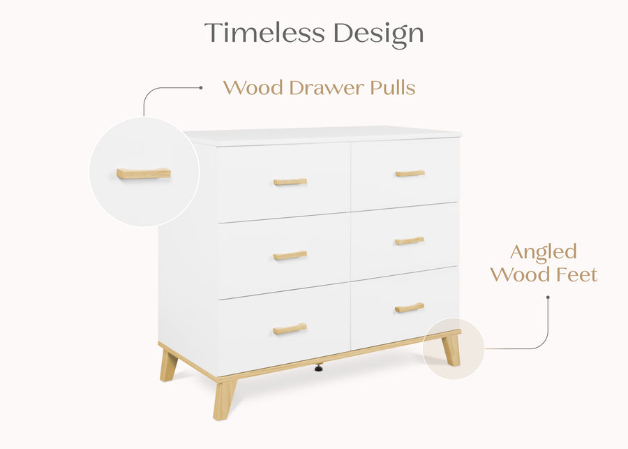 Bianca White with Natural (123L) 6-Signature 6 Drawer Dresser