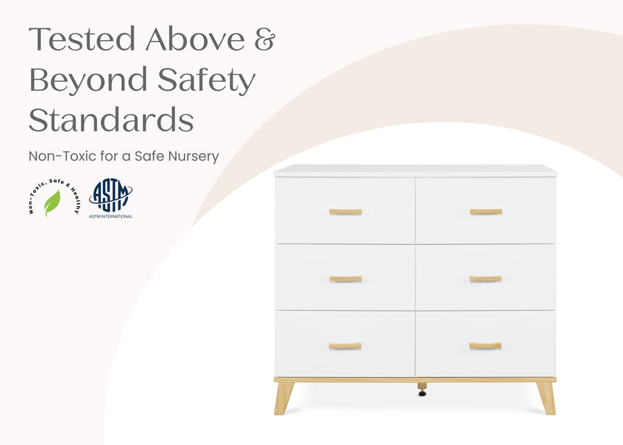Bianca White with Natural (123L) 7-Signature 6 Drawer Dresser