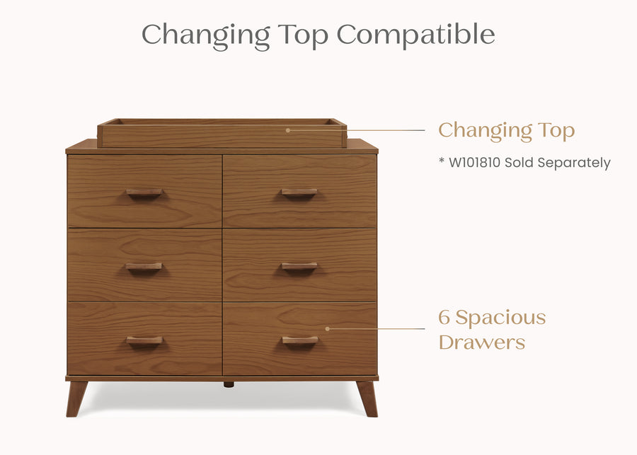 Chestnut (836L) 12-Signature 6 Drawer Dresser