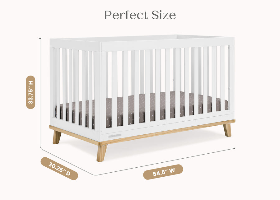 Bianca White with Natural (123) 24-Frankie 4-in-1 Convertible Crib