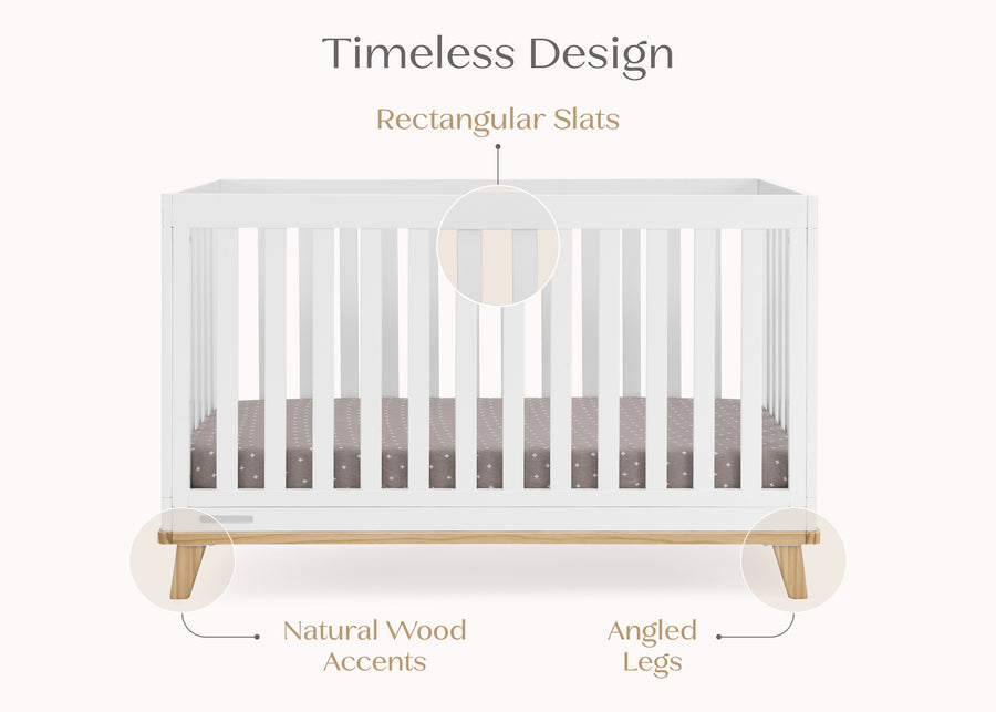 Bianca White with Natural (123) 23-Frankie 4-in-1 Convertible Crib