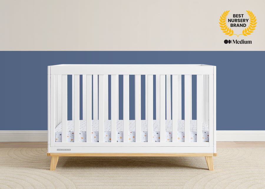 Bianca White with Natural (123) 19-Frankie 4-in-1 Convertible Crib