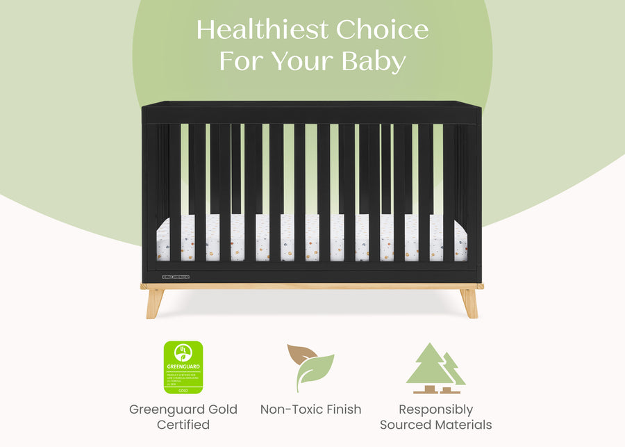 Ebony with Natural (1482) 4-Frankie 4-in-1 Convertible Crib