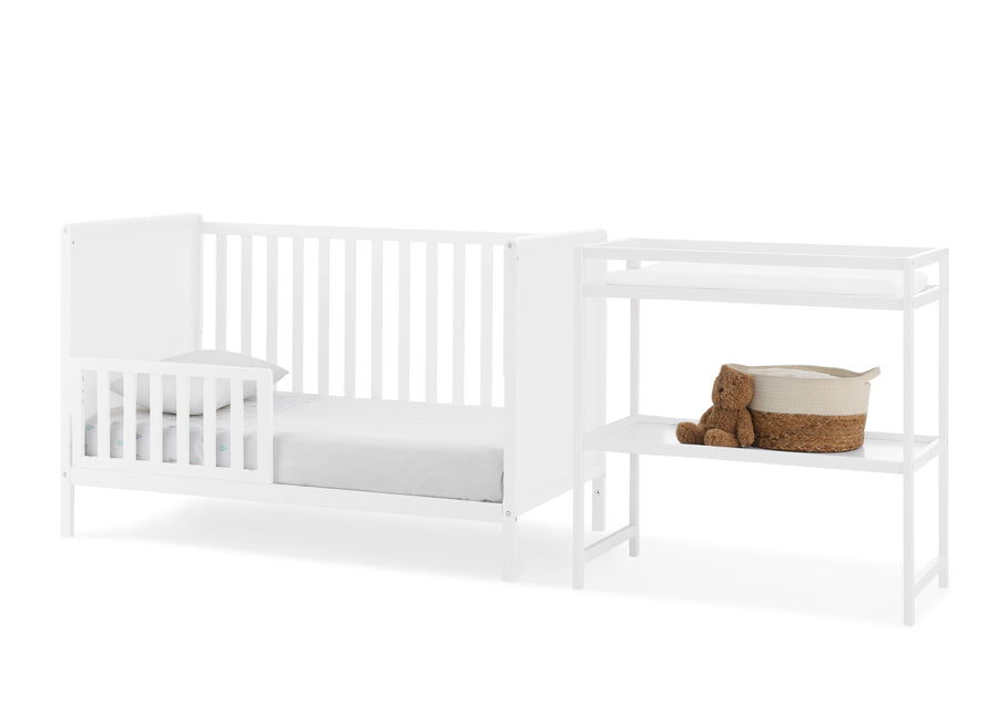 Bianca White (130) 4-Ruby 6-in-1 Convertible Crib & Changing Table 2-Piece Set