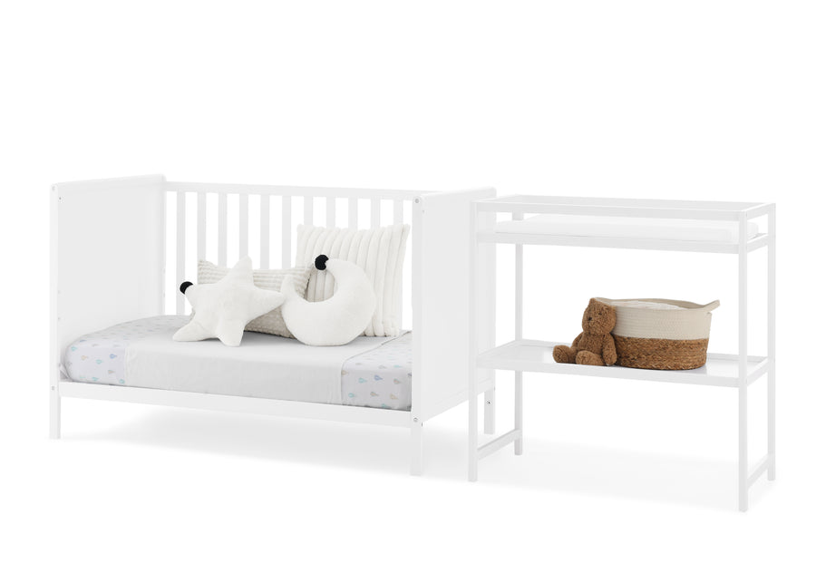 Bianca White (130) 5-Ruby 6-in-1 Convertible Crib & Changing Table 2-Piece Set