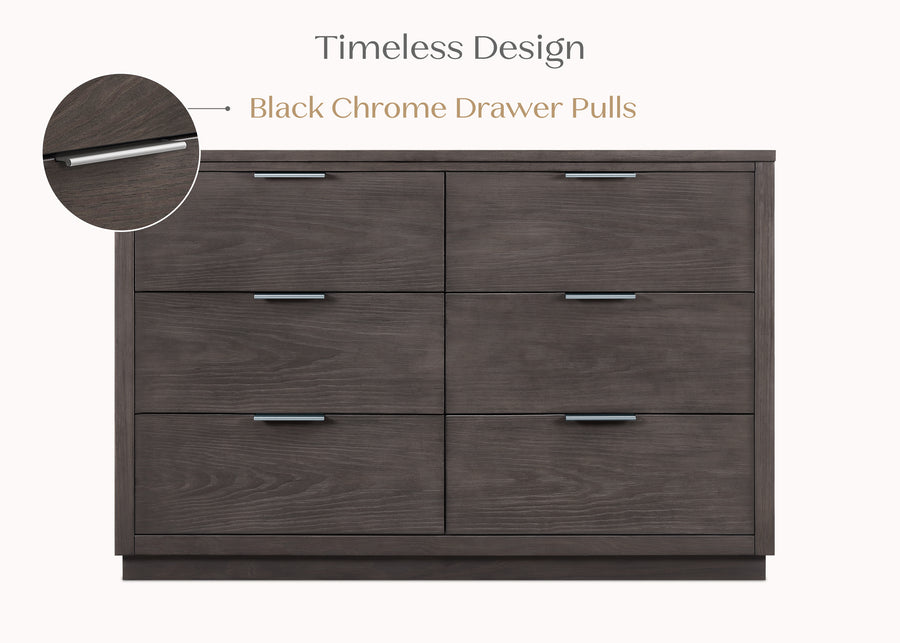 Rustic Grey (084) 33-Forever 6 Drawer Dresser with Interlocking Drawers - Naturals Collection