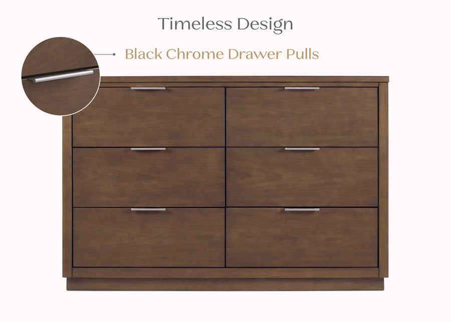 Teak Brown (1526) 20-Forever 6 Drawer Dresser with Interlocking Drawers - Naturals Collection