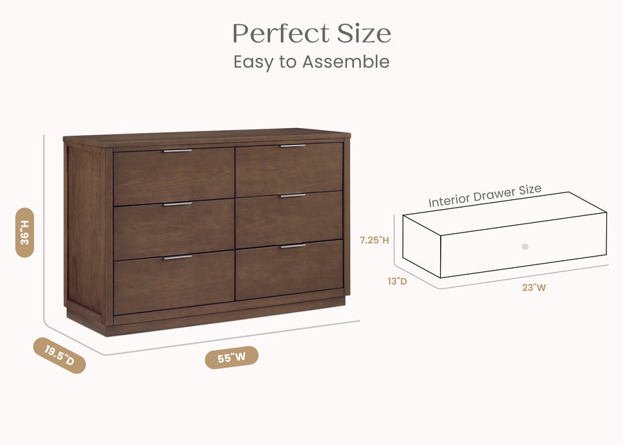Teak Brown (1526) 17-Forever 6 Drawer Dresser with Interlocking Drawers - Naturals Collection