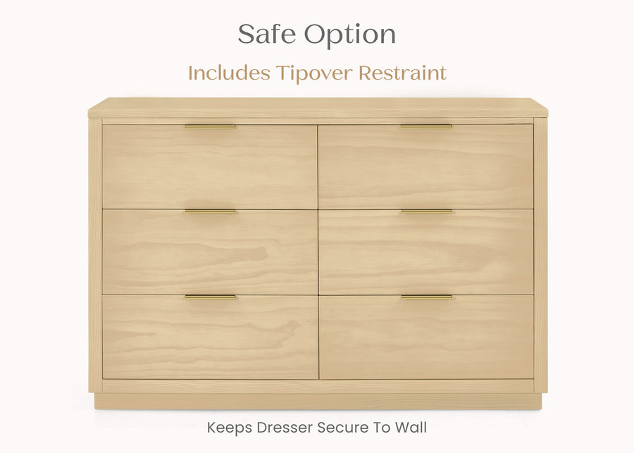 Natural Sandstone (1544) 46-Forever 6 Drawer Dresser with Interlocking Drawers - Naturals Collection