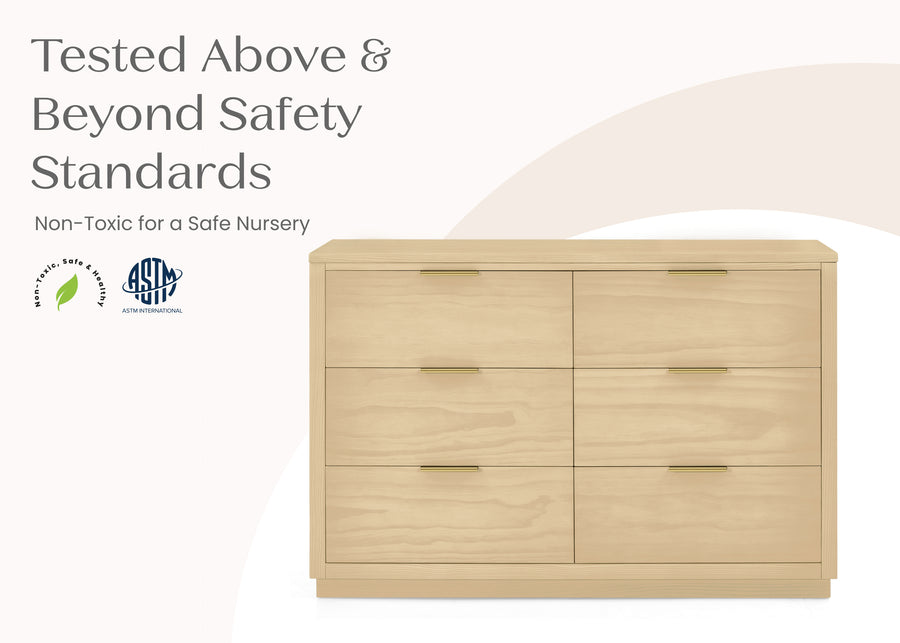 Natural Sandstone (1544) 48-Forever 6 Drawer Dresser with Interlocking Drawers - Naturals Collection